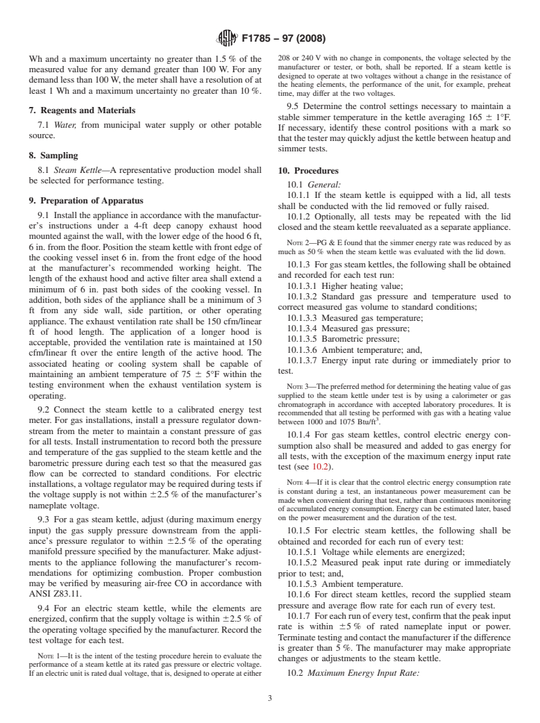 ASTM F1785-97(2008) - Standard Test Method for Performance of Steam Kettles