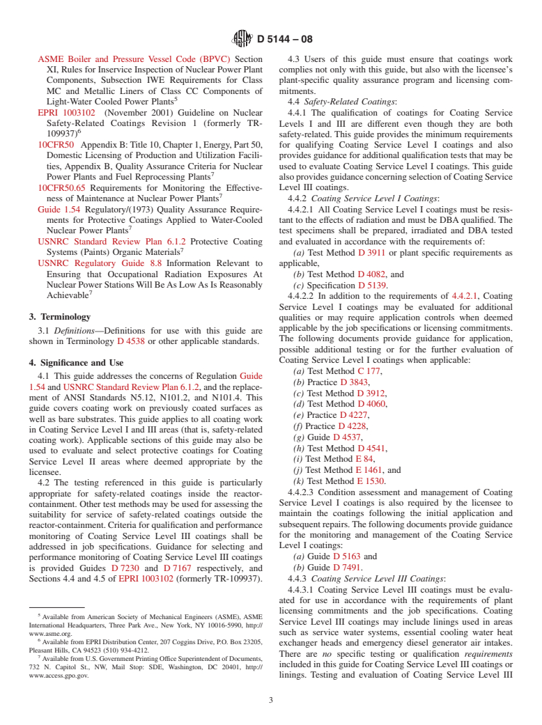 ASTM D5144-08 - Standard Guide for Use of Protective Coating Standards in Nuclear Power Plants