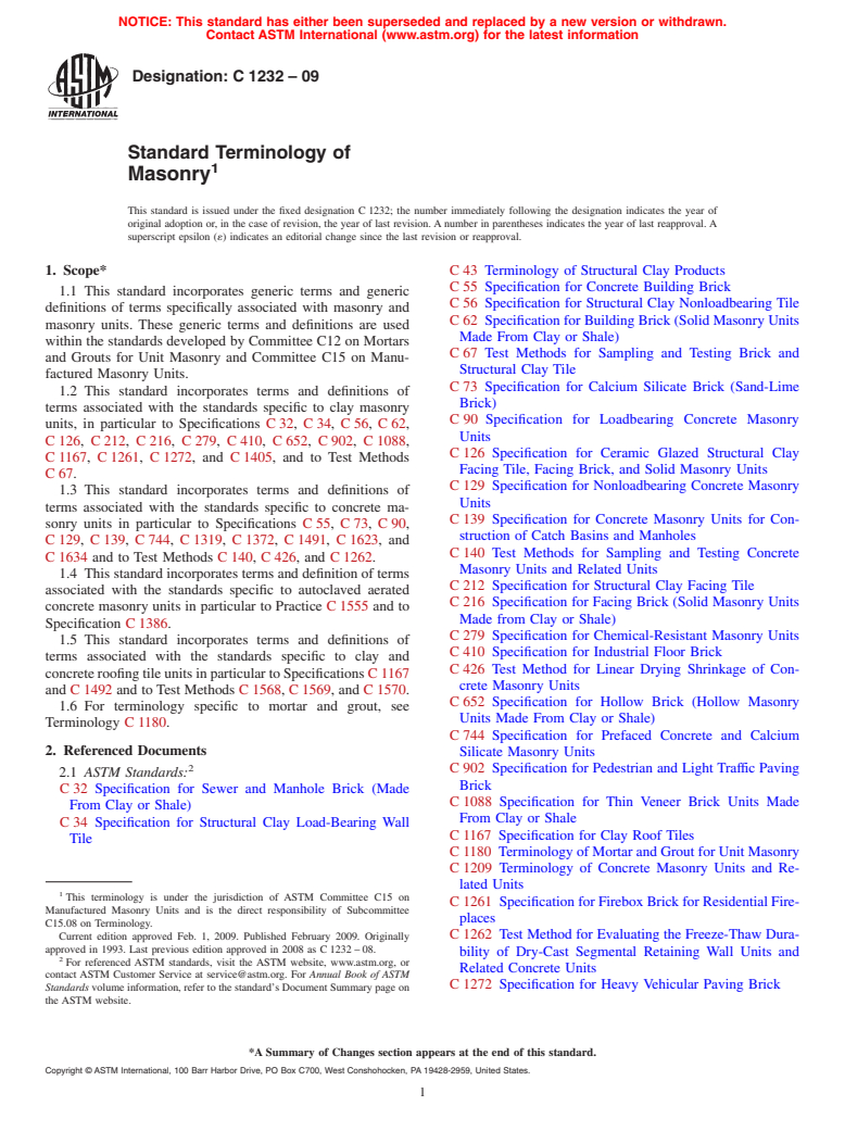 ASTM C1232-09 - Standard Terminology of Masonry