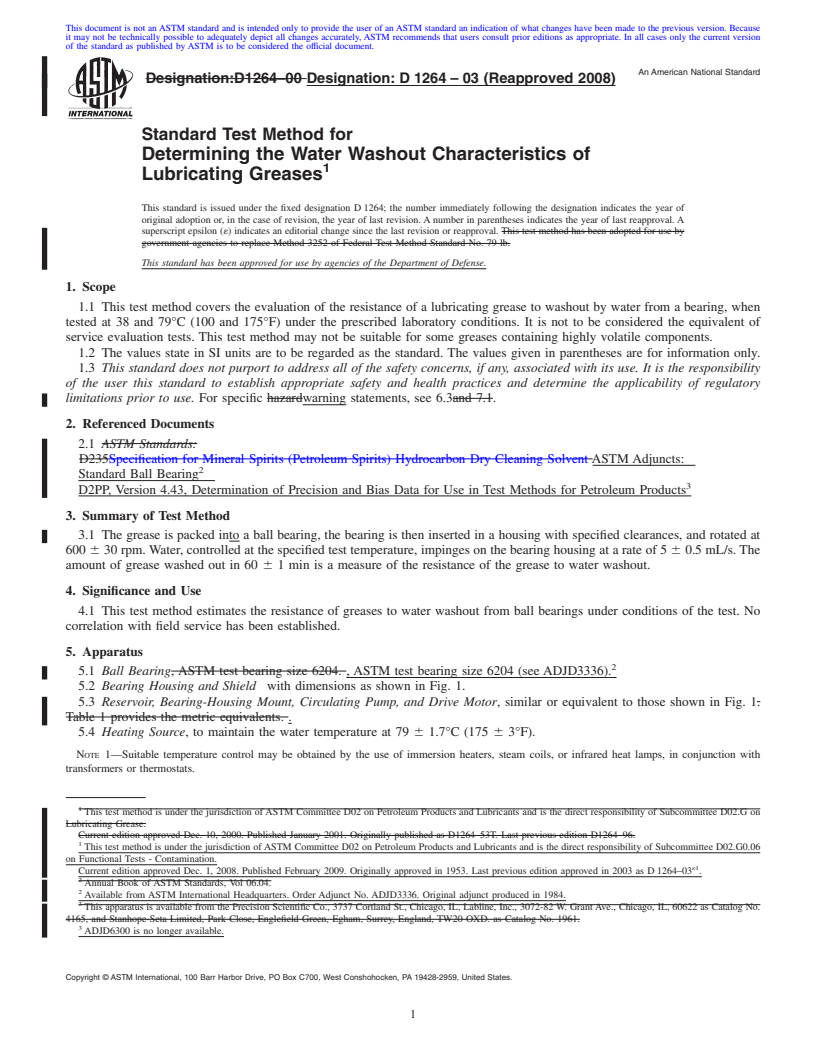 REDLINE ASTM D1264-03(2008) - Standard Test Method for Determining the Water Washout Characteristics of Lubricating Greases