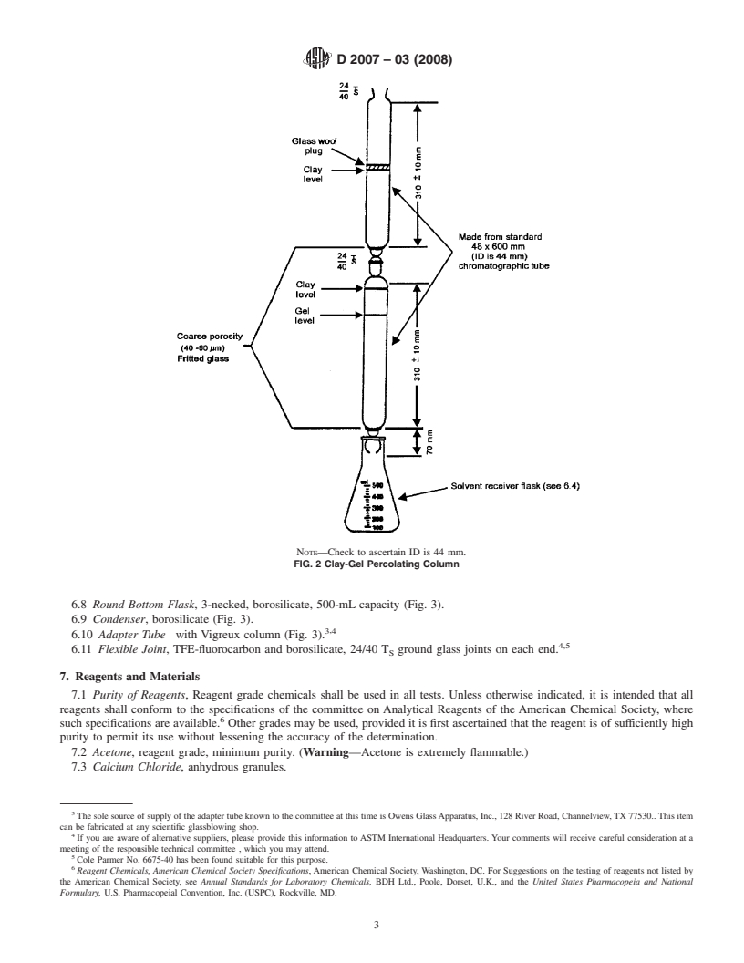 REDLINE ASTM D2007-03(2008) - Standard Test Method for Characteristic Groups in Rubber Extender and Processing Oils and Other Petroleum-Derived Oils by the Clay-Gel Absorption Chromatographic Method