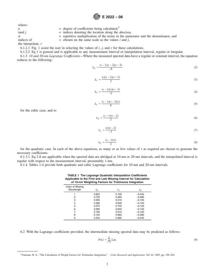 REDLINE ASTM E2022-08 - Standard Practice for Calculation of Weighting Factors for Tristimulus Integration