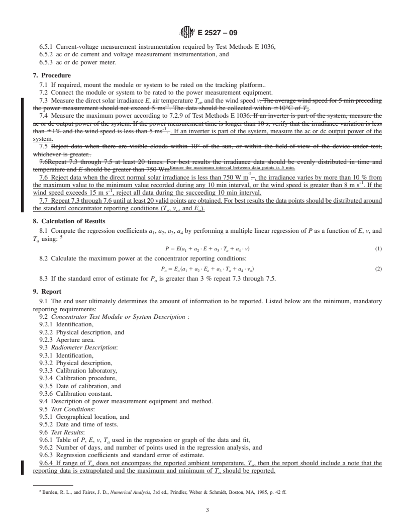 REDLINE ASTM E2527-09 - Standard Test Method for Electrical Performance of Concentrator Terrestrial Photovoltaic Modules and Systems Under Natural Sunlight