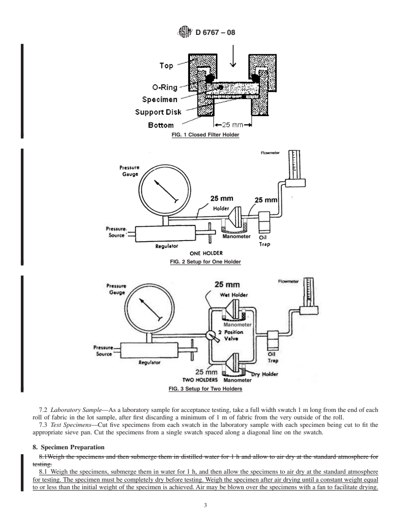 REDLINE ASTM D6767-08 - Standard Test Method for Pore Size Characteristics of Geotextiles by Capillary Flow Test