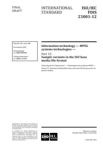 ISO/IEC 23001-12:2015 - Information technology -- MPEG systems technologies