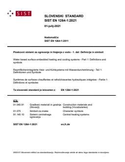 SIST EN 1264-1:2021 - Page 1 preview