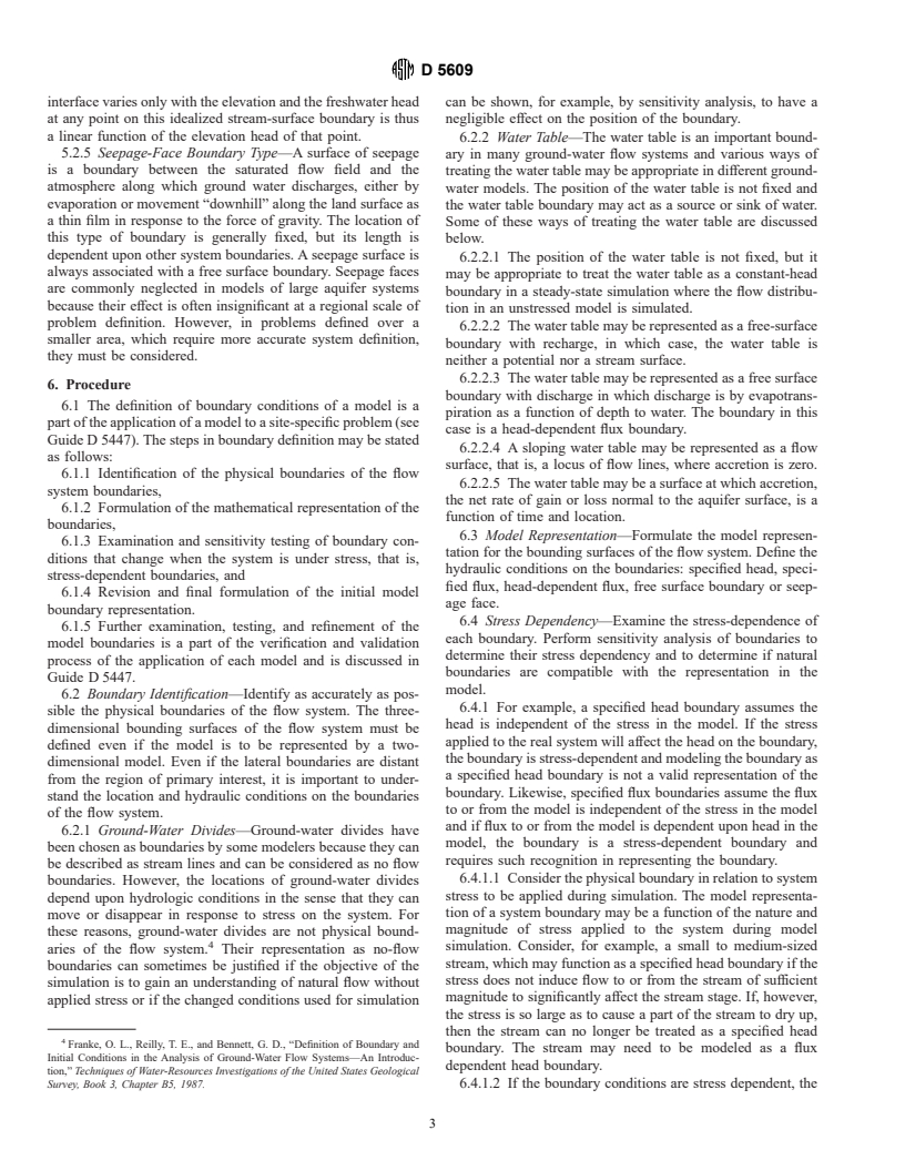 ASTM D5609-94e1 - Standard Guide for Defining Boundary Conditions in Ground-Water Flow Modeling