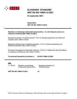 EN ISO 10993-12:2021 - Page 1 preview