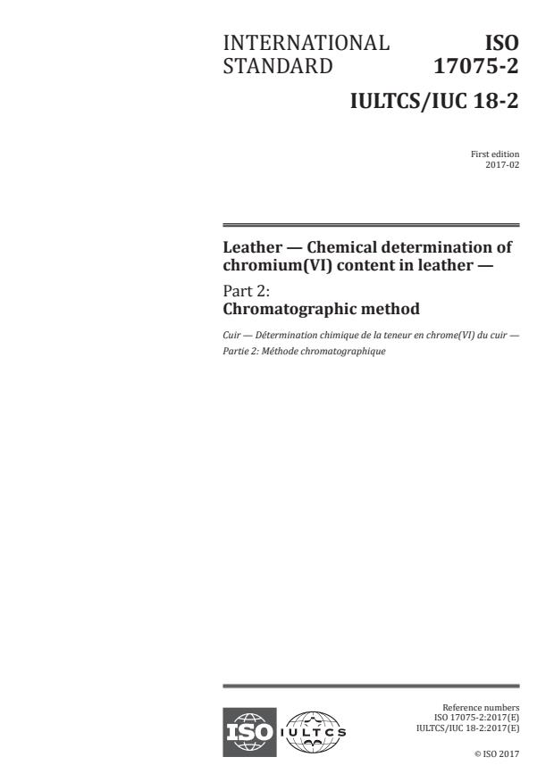 ISO 17075-2:2017 - Leather -- Chemical determination of chromium(VI) content in leather