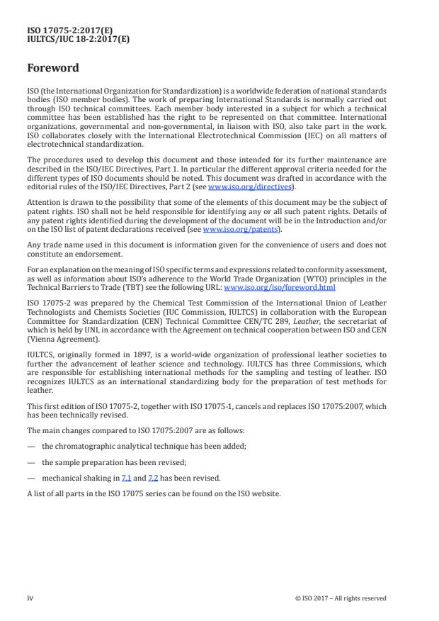 ISO 17075-2:2017 ISO 17075-2:2017 - Leather -- Chemical determination of chromium(VI) content in leather - Page 4 preview