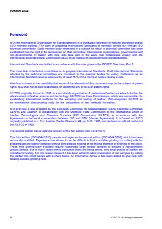 ISO 4044:2017 ISO 4044:2017 - Leather -- Chemical tests -- Preparation of chemical test samples - Page 4 preview