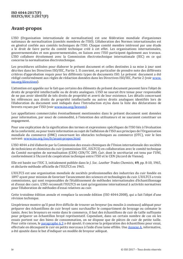 ISO 4044:2017 ISO 4044:2017 - Cuir -- Essais chimiques - Préparation des échantillons pour essais chimiques - Page 4 preview