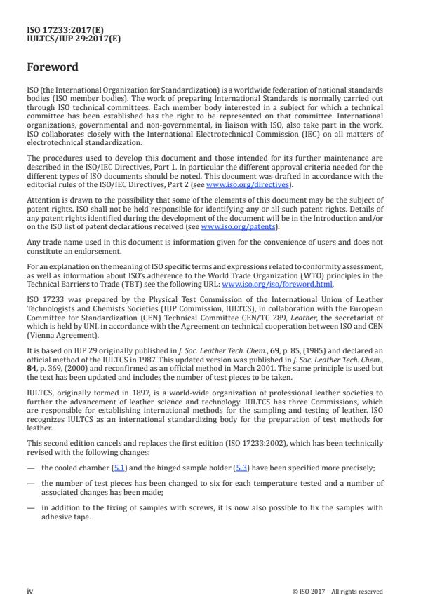 ISO 17233:2017 ISO 17233:2017 - Leather -- Physical and mechanical tests -- Determination of cold crack temperature of surface coatings - Page 4 preview