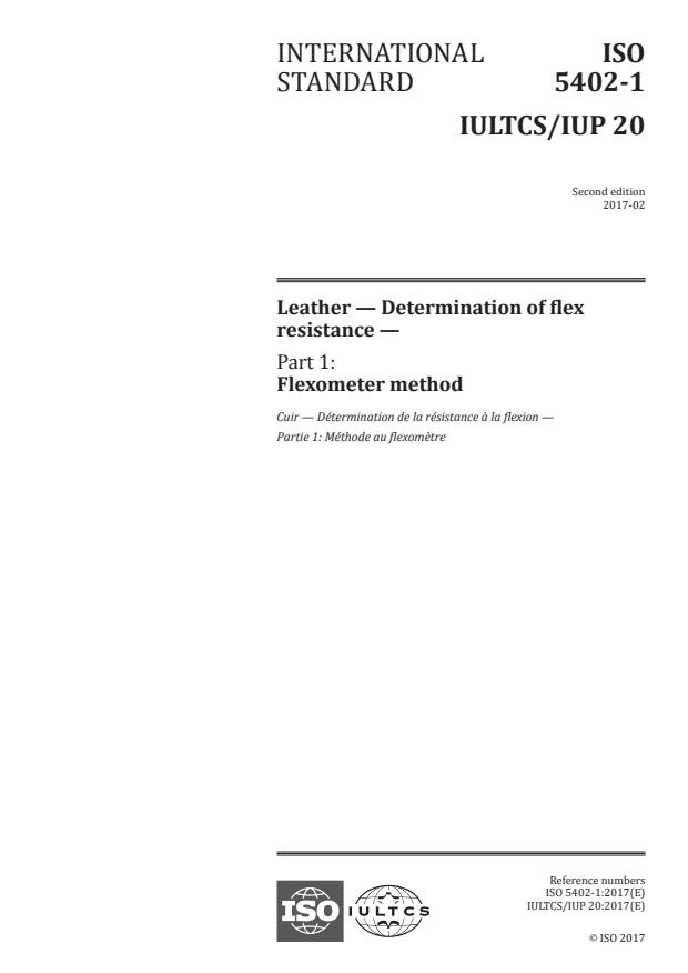 ISO 5402-1:2017 - Leather -- Determination of flex resistance