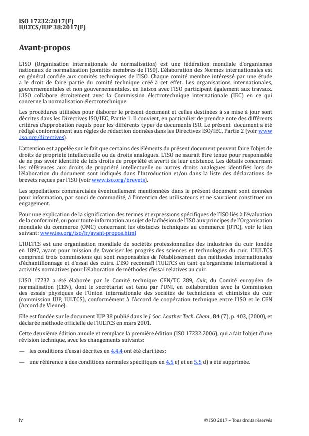 ISO 17232:2017 ISO 17232:2017 - Cuir -- Essais physiques et mécaniques -- Détermination de la résistance a la chaleur des cuirs vernis - Page 4 preview
