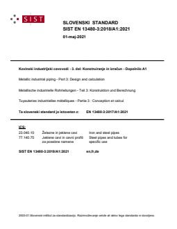 SIST EN 13480-3:2018/A1:2021 - Page 1 preview