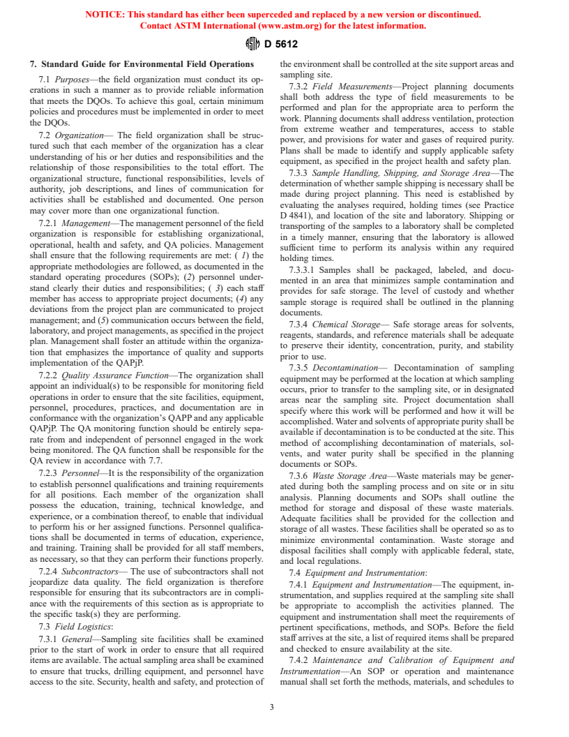 ASTM D5612-94(1998) - Standard Guide for Quality Planning and Field Implementation of a Water Quality Measurement Program