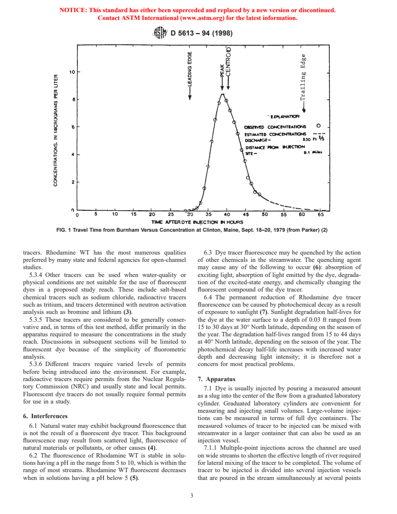 ASTM D5613-94(1998) - Standard Test Method for Open-Channel Measurement of Time of Travel Using Dye Tracers