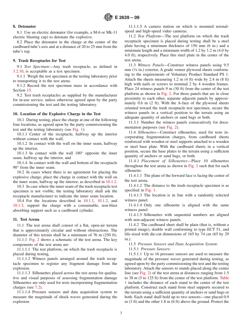 ASTM E2639-09 - Standard Test Method for Blast Resistance of Trash Receptacles