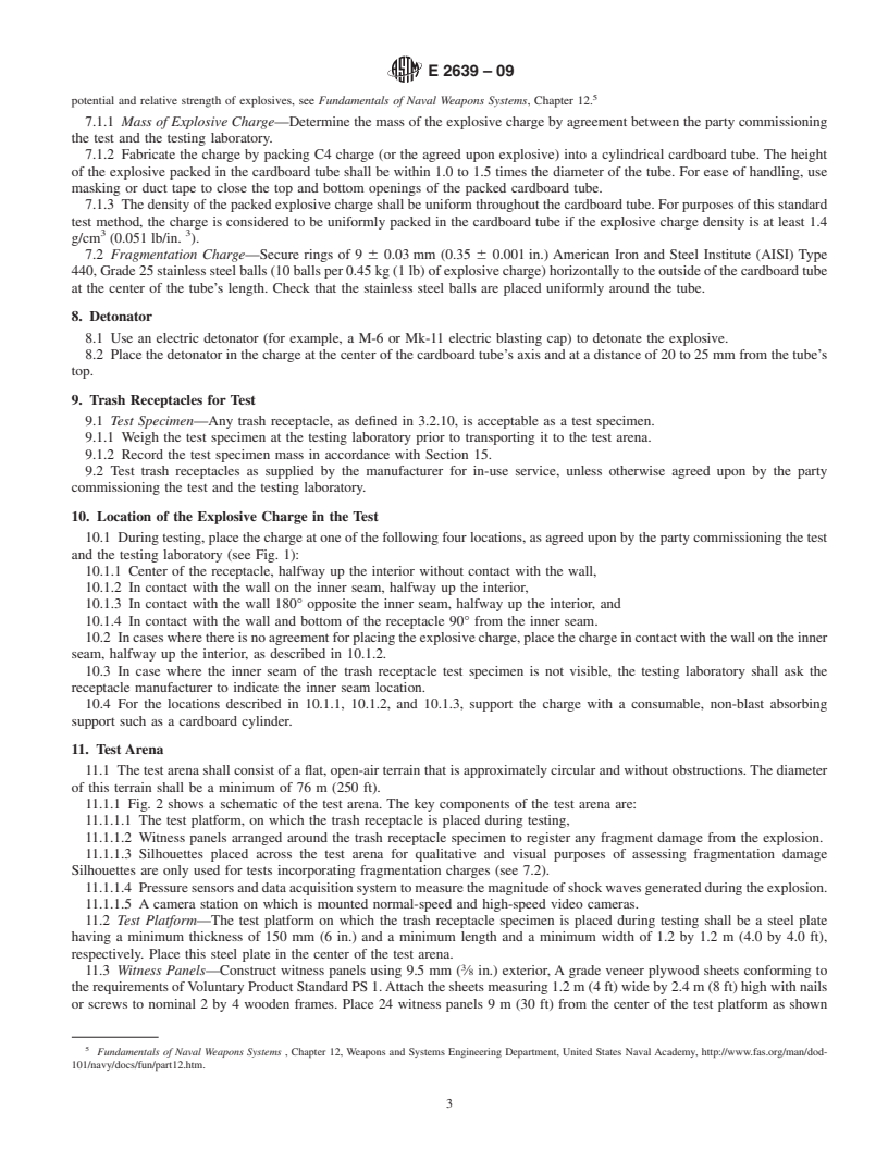 REDLINE ASTM E2639-09 - Standard Test Method for Blast Resistance of Trash Receptacles