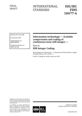 ISO/IEC 18477-6:2016 - Information technology -- Scalable compression and coding of continuous-tone still images