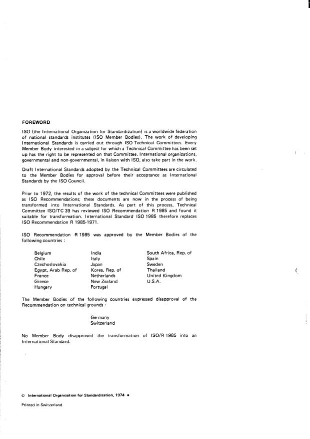 ISO 1985:1974 ISO 1985:1974 - Test conditions for surface grinding machines with vertical grinding wheel spindle and reciprocating table -- Testing of accuracy - Page 2 preview