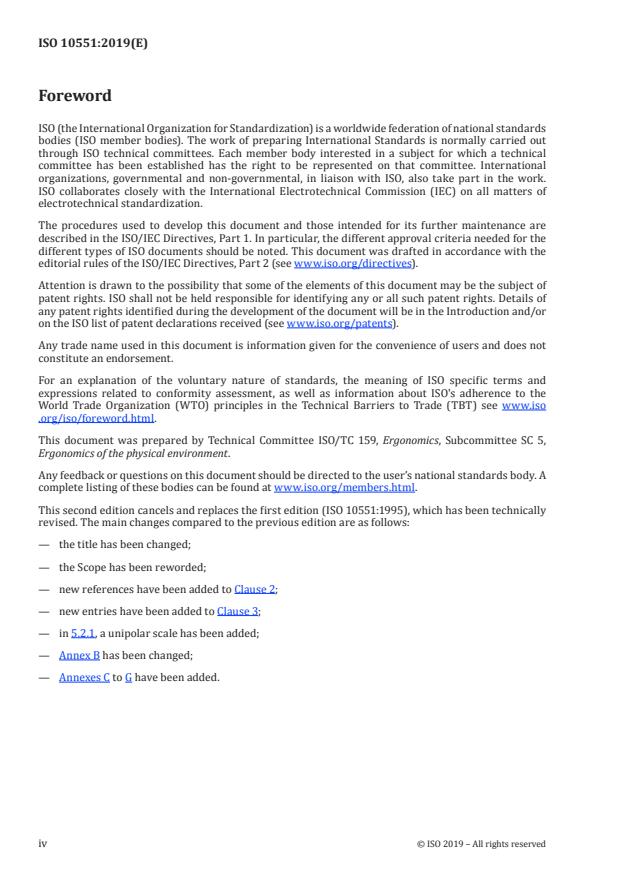 ISO 10551:2019 ISO 10551:2019 - Ergonomics of the physical environment -- Subjective judgement scales for assessing physical environments - Page 4 preview