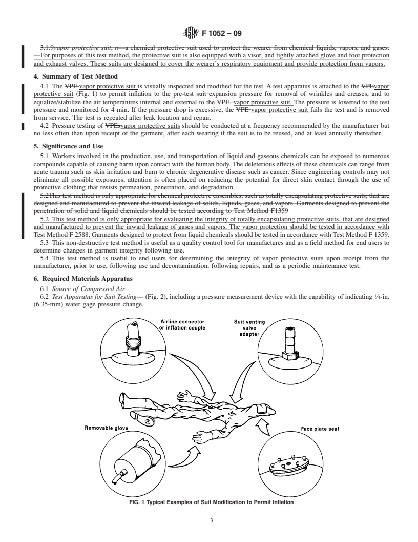 REDLINE ASTM F1052-09 - Standard Test Method for Pressure Testing Vapor Protective Ensembles