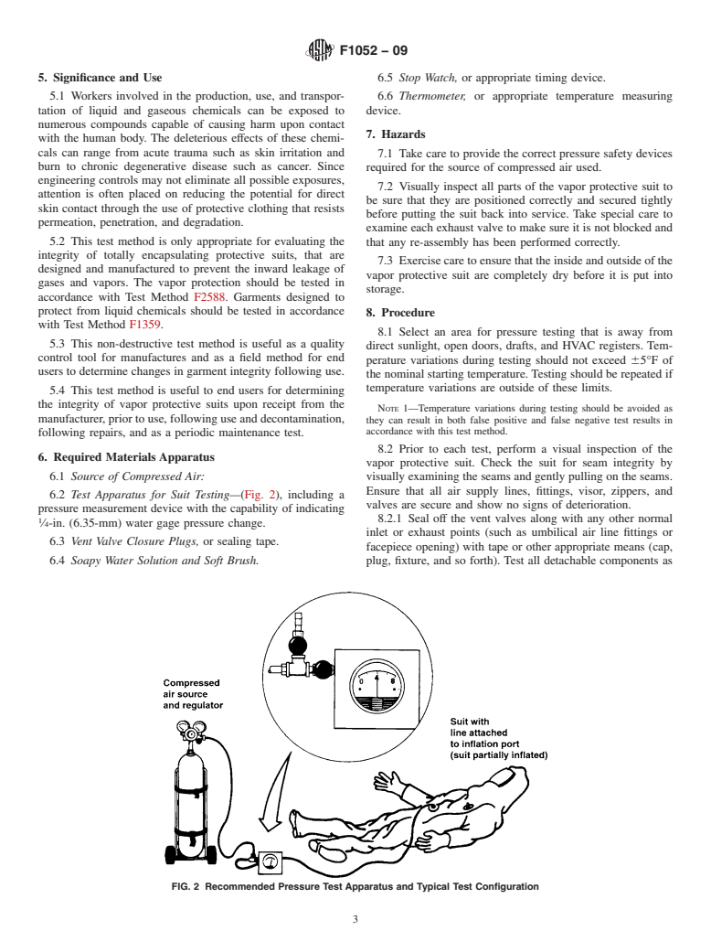 ASTM F1052-09 - Standard Test Method for Pressure Testing Vapor Protective Ensembles