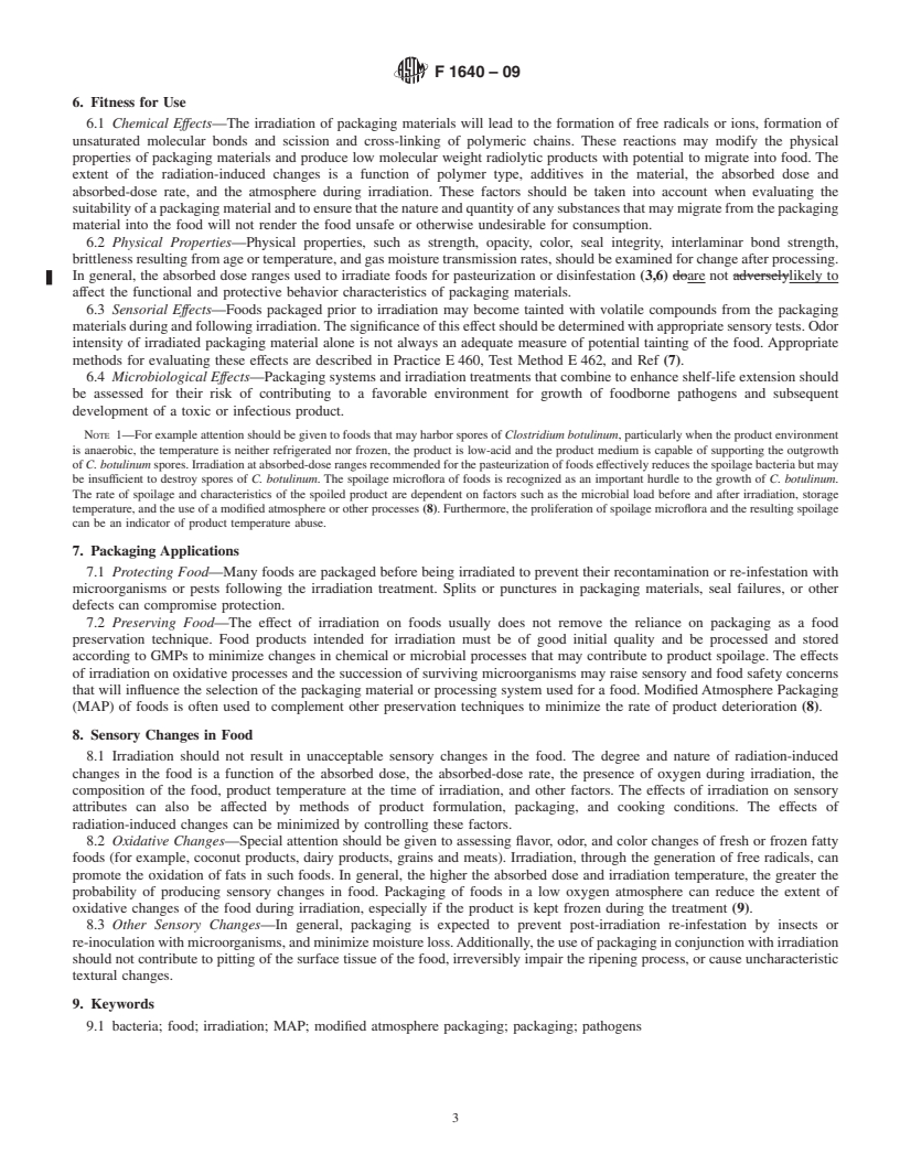 REDLINE ASTM F1640-09 - Standard Guide for Packaging Materials for Foods to Be Irradiated