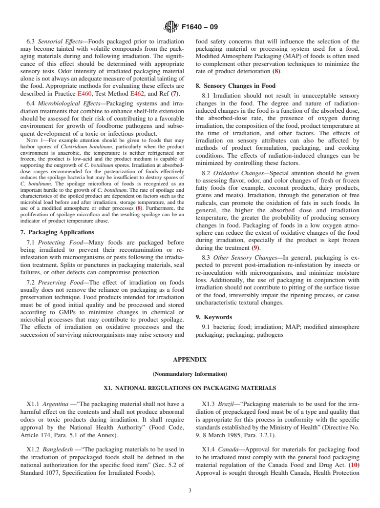 ASTM F1640-09 - Standard Guide for Packaging Materials for Foods to Be Irradiated