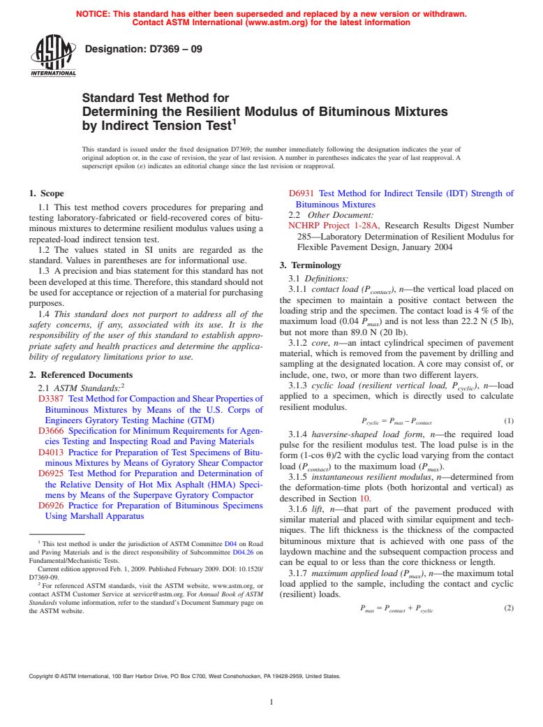 ASTM D736909 Standard Test Method for Determining the Resilient