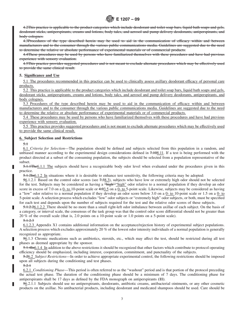 REDLINE ASTM E1207-09 - Standard Practice for The Sensory Evaluation of Axillary Deodorancy