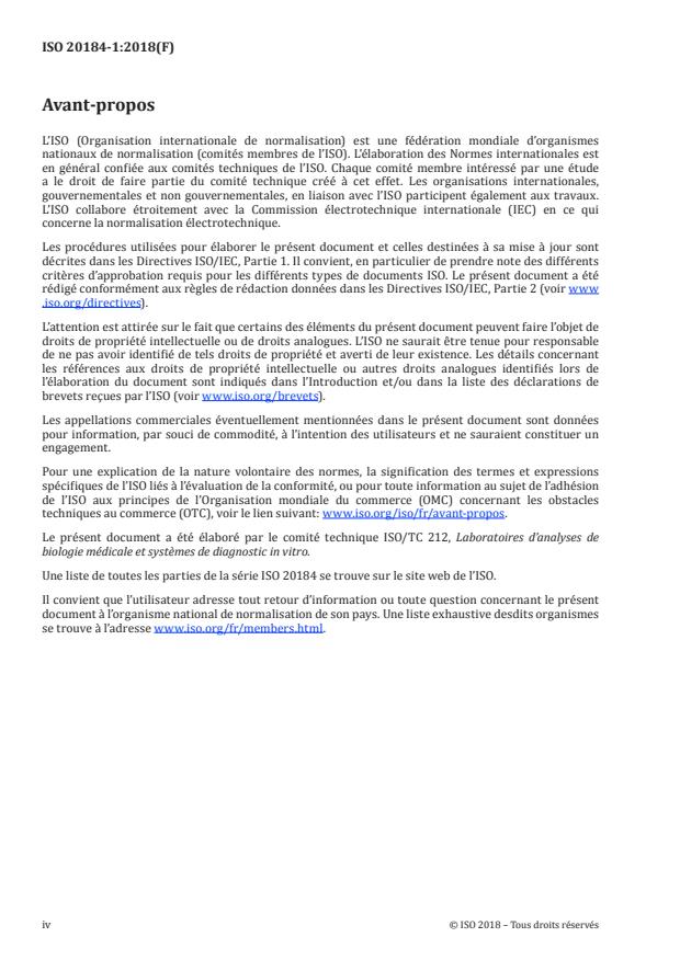 ISO 20184-1:2018 ISO 20184-1:2018 - Analyses de diagnostic moléculaire in vitro -- Spécifications relatives aux processus préanalytiques pour les tissus congelés - Page 4 preview