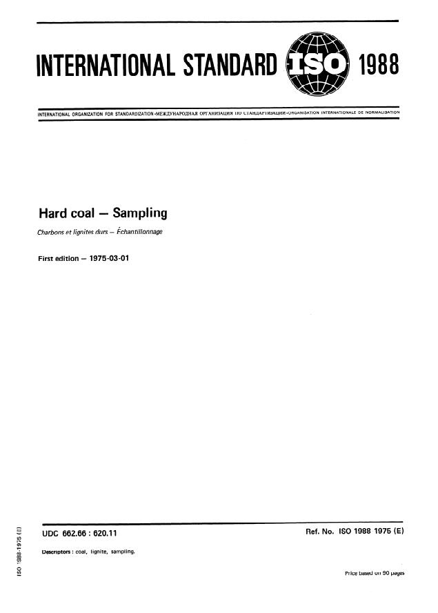 ISO 1988:1975 - Hard coal -- Sampling