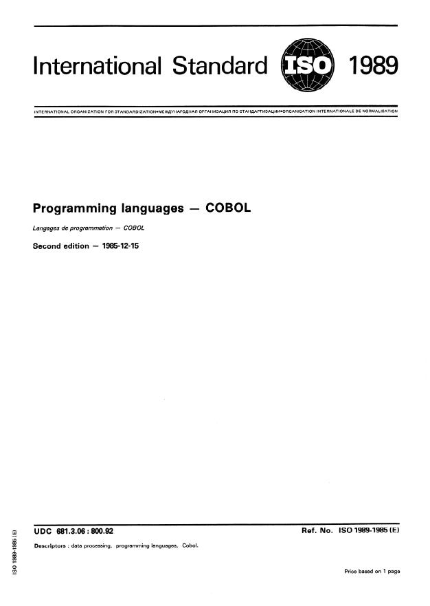 ISO 1989:1985 - Programming languages -- COBOL