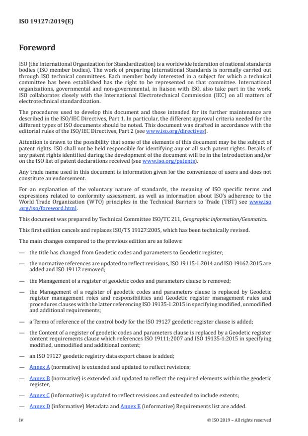 ISO 19127:2019 ISO 19127:2019 - Geographic information -- Geodetic register - Page 4 preview