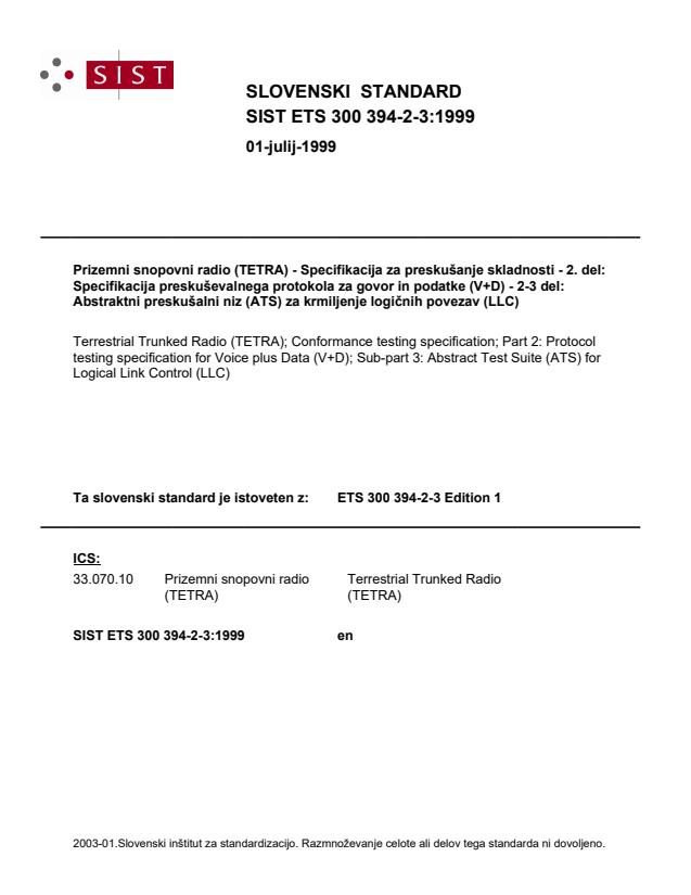 ETS 300 394-2-3:1999