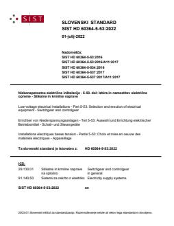 HD 60364-5-53:2022 - BARVE - Page 1 preview