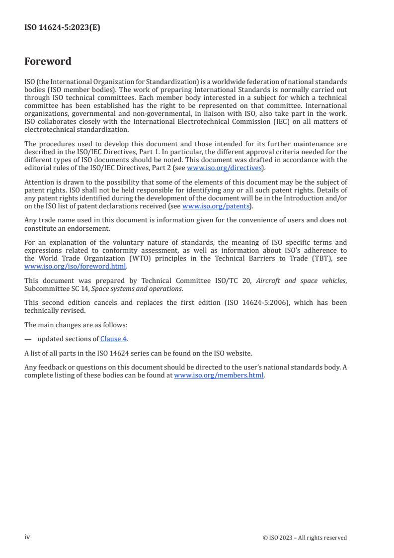 ISO 14624-5:2023 ISO 14624-5:2023 - Space systems — Safety and compatibility of materials — Part 5: Determination of reactivity of system/component materials with aerospace propellants
Released:1. 06. 2023 - Page 4 preview