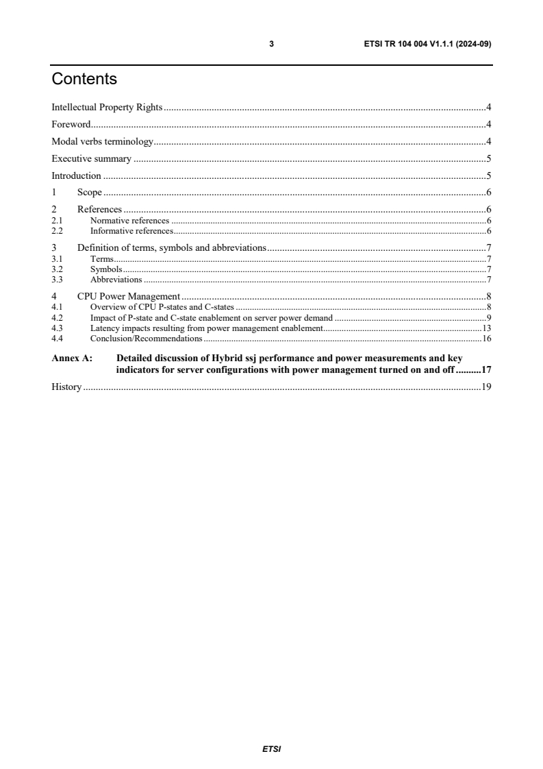 ETSI TR 104 004 V1.1.1 (2024-09) - Environmental Engineering (EE); Processor power management functionality of servers
