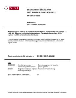 SIST EN IEC 61850-7-420:2022 - BARVE - Page 1 preview
