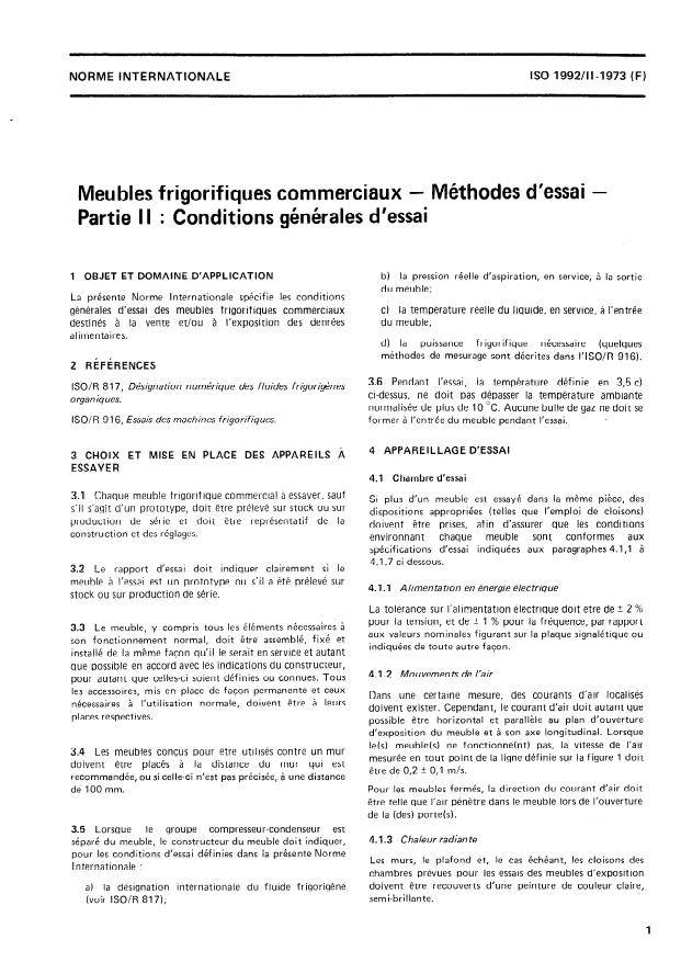 ISO 1992-2:1973 - Meubles frigorifiques commerciaux -- Méthodes d'essai