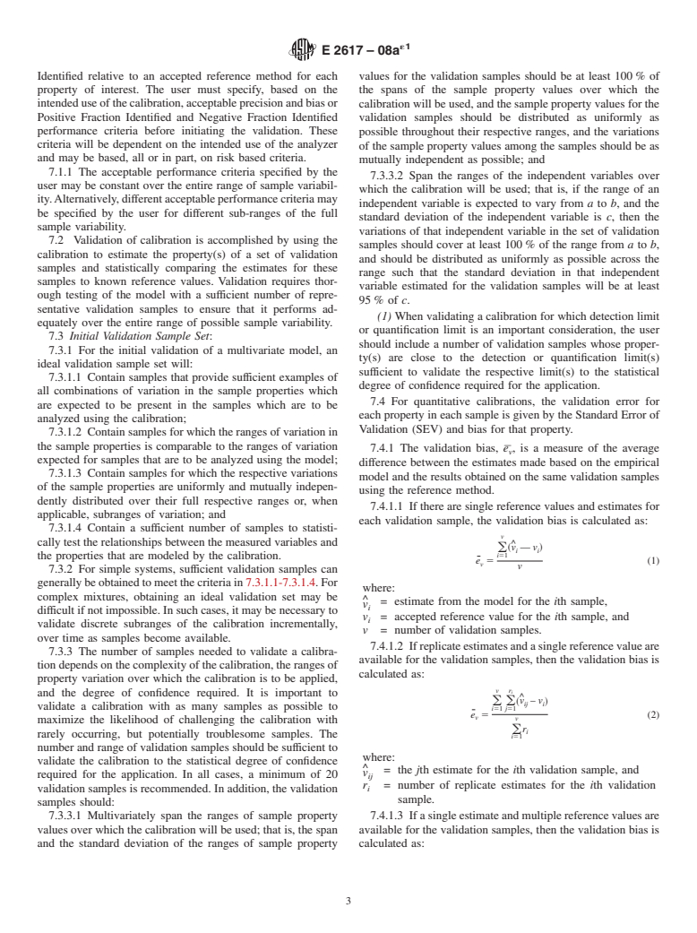 ASTM E2617-08ae1 - Standard Practice for Validation of Empirically Derived Multivariate Calibrations