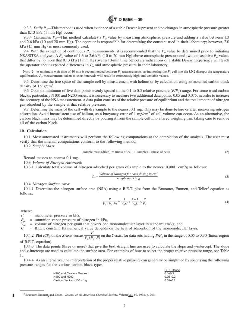 REDLINE ASTM D6556-09 - Standard Test Method for Carbon Black-Total and External Surface Area by Nitrogen Adsorption