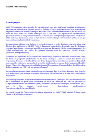 ISO 20227:2017 ISO 20227:2017 - Qualité de l'eau -- Détermination des effets d'inhibition sur la croissance de la lentille d'eau Spirodela polyrhiza par les eaux usées, les eaux naturelles et les produits chimiques -- Méthode utilisant un bioessai miniaturisé indépendant d'une culture mere - Page 4 preview