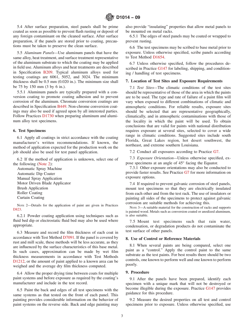 ASTM D1014-09 - Standard Practice for Conducting Exterior Exposure Tests of Paints and Coatings on Metal Substrates (Withdrawn 2018)