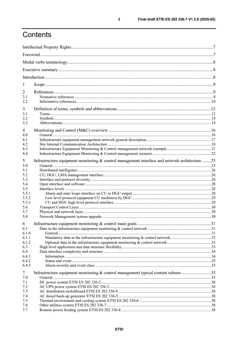 ETSI ES 202 336-1 V1.3.0 (2025-02) - Environmental Engineering (EE); Monitoring and Control Interface for Infrastructure Equipment (Power, Cooling and Building Environment Systems used in Telecommunication Networks) Part 1: Generic Interface