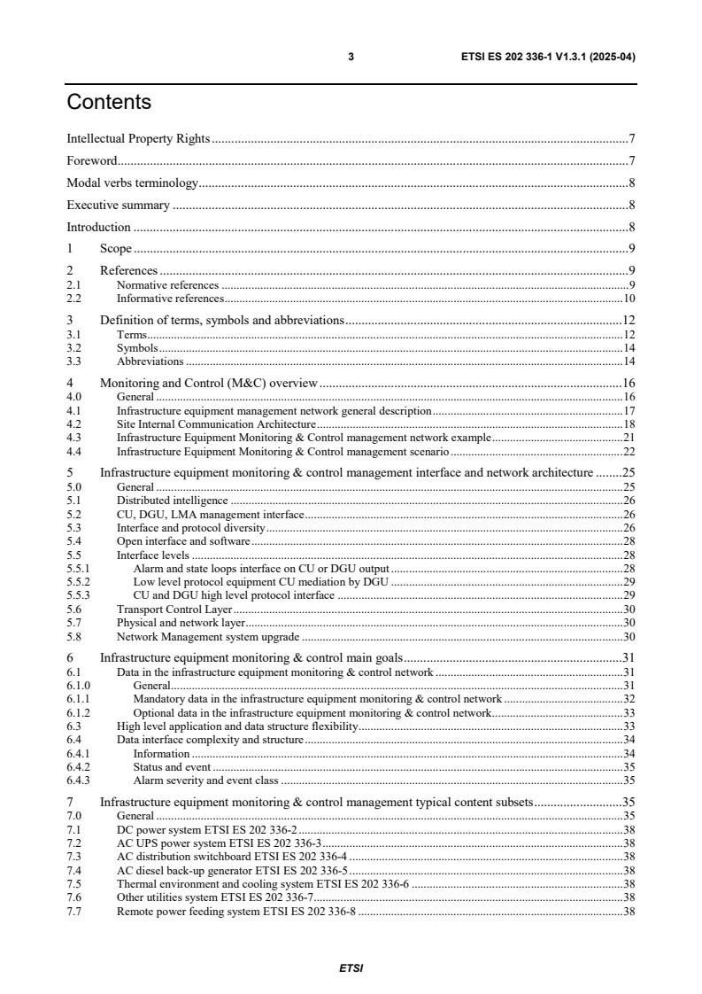 ETSI ES 202 336-1 V1.3.1 (2025-04) - Environmental Engineering (EE); Monitoring and Control Interface for Infrastructure Equipment (Power, Cooling and Building Environment Systems used in Telecommunication Networks) Part 1: Generic Interface