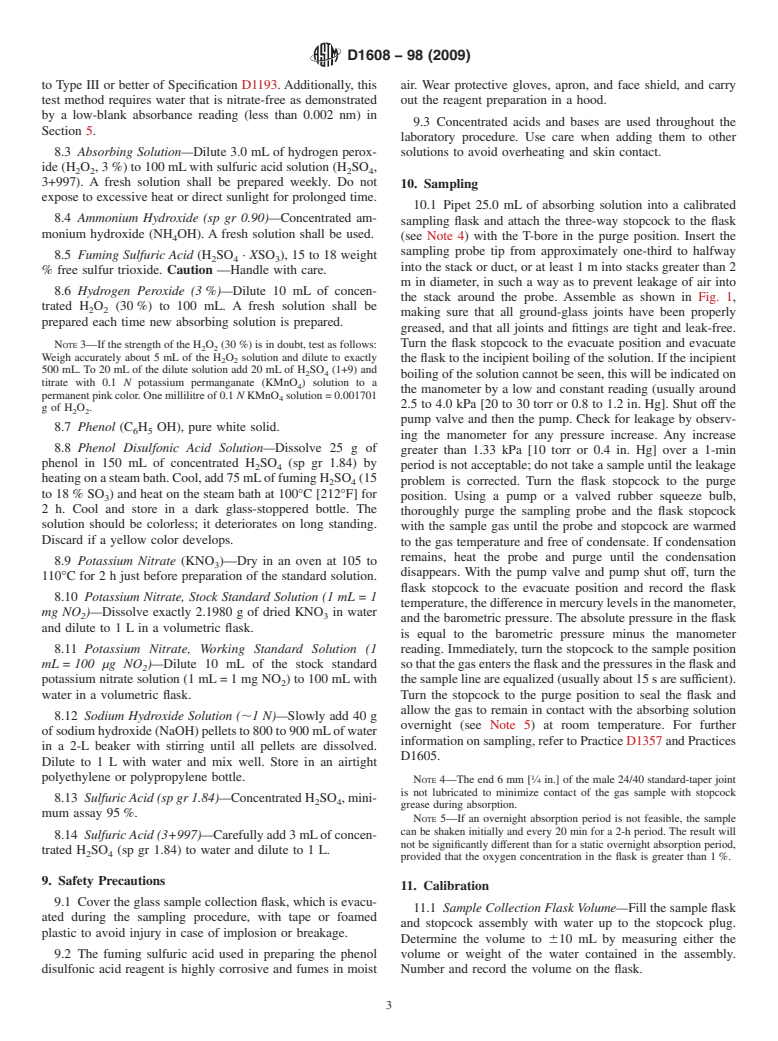 ASTM D1608-98(2009) - Standard Test Method for Oxides of Nitrogen in Gaseous Combustion Products (Phenol-Disulfonic Acid Procedures)